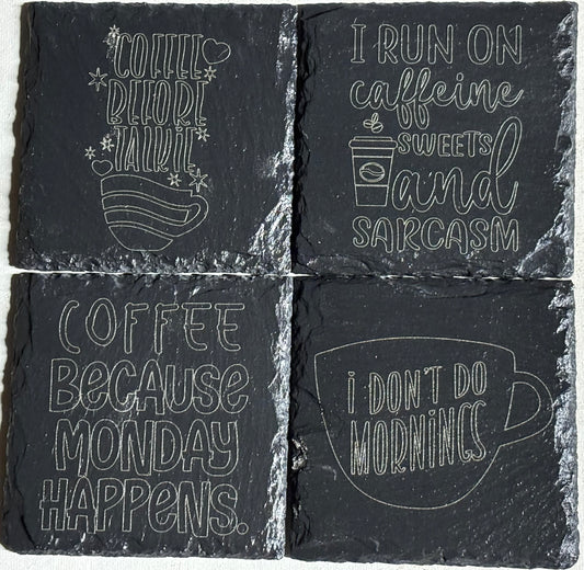 Set of 4 Engraved Slate Coasters